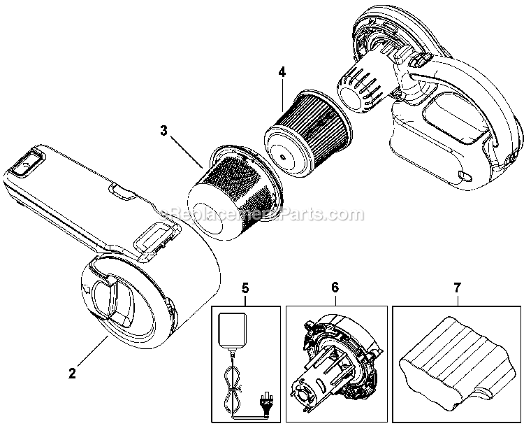 Black and Decker PHV1210 (Type 1) 12v Hand Vac Power Tool Page A Diagram